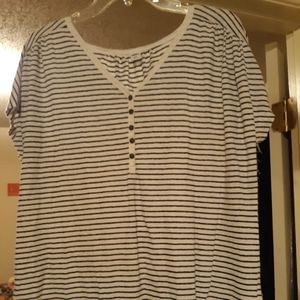 Navy Striped Cap Sleeve Top
